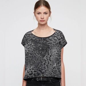 ALL SAINTS  Paw Pina Boxy Leopard Print Top Women’s Size Medium